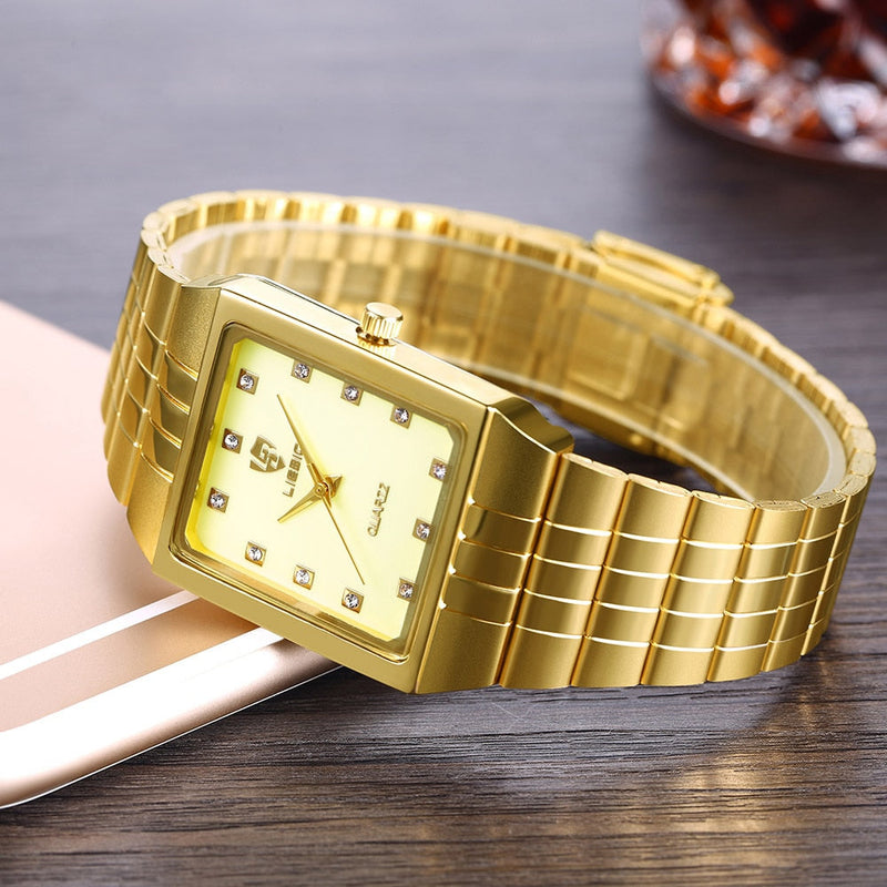 Relógio De Pulso Feminino Aço Inoxidável Dourado